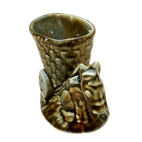 Vintage Shamrock Pottery Donkey Cart Planter 50s Ireland Boho Granny - Picture 4 of 7